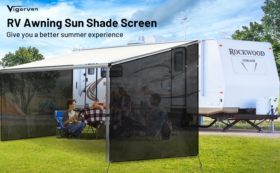 VIGORVAN RV Awning Side Shade, 9' X 7' RV Sunscreen Shades for Awning