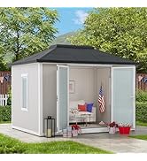 Sunjoy Office Shed for Outdoor, Tiny House 10'x12.6' She Shed, Backyard Office, Multipurpose Outd...