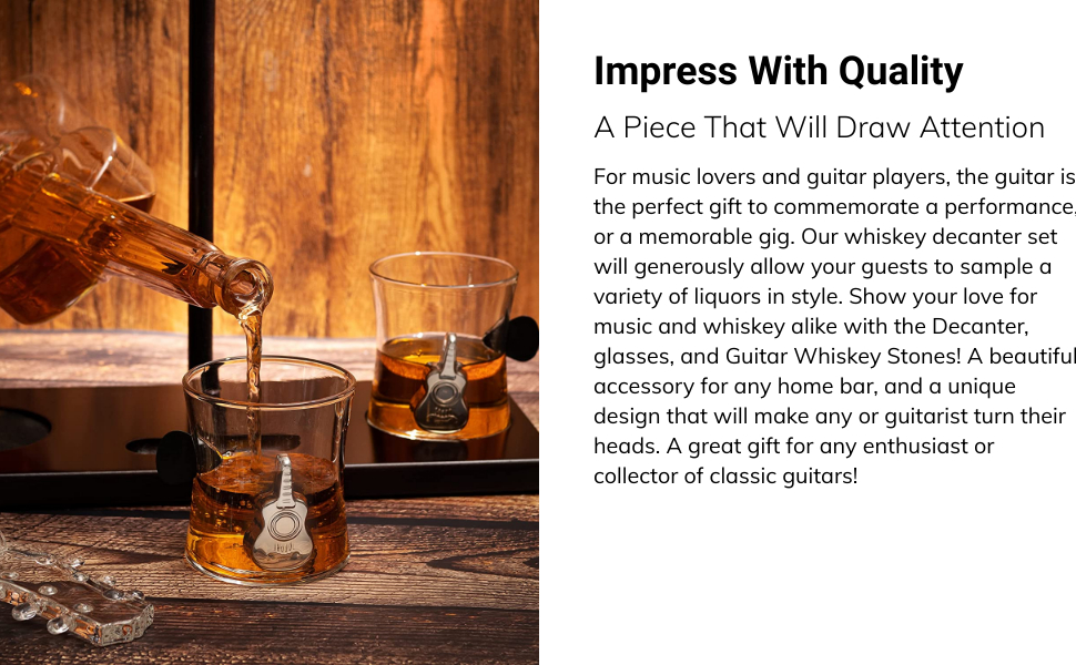 Guitar Whiskey & Wine Decanter & Mahogany Base 5 ddd