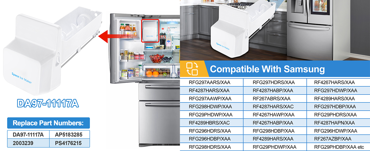 Upgraded DA9711117A Refrigerator Ice Bin Compatible with