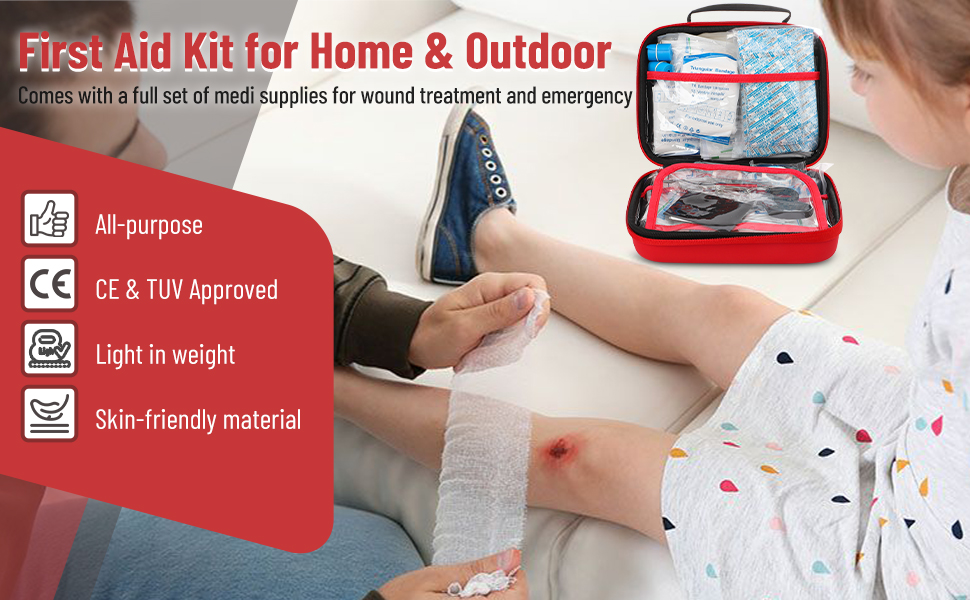 first aid kit for home & outdoor comes with a full set of medi supplies