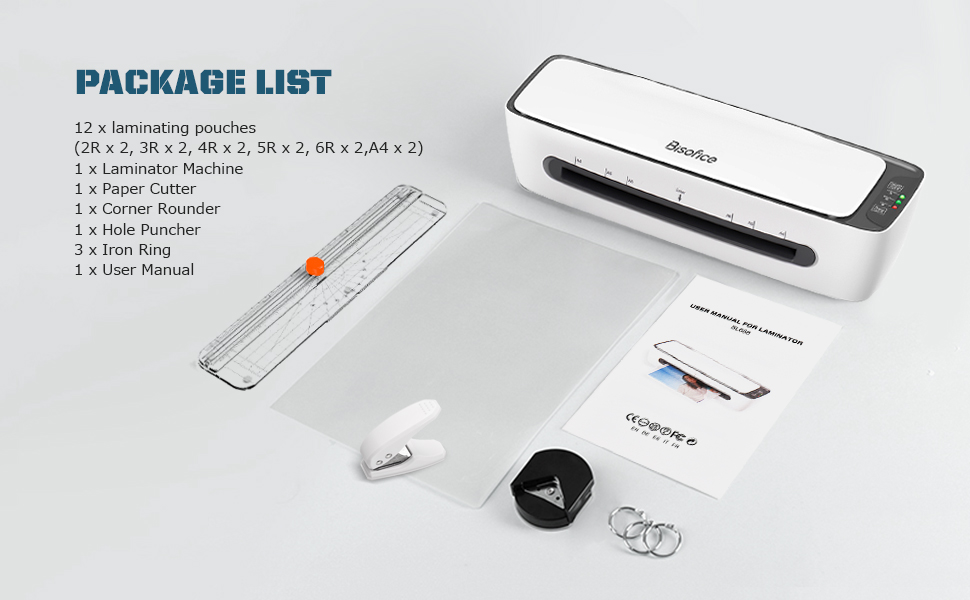 Bisofice Laminator Machine Set A4 Multifunctional Hot and Cold