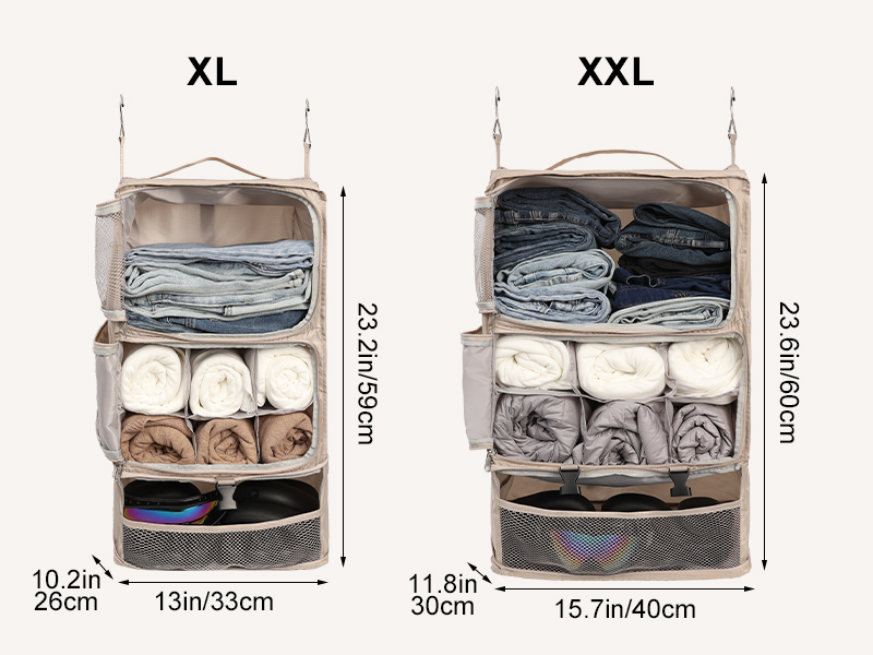 Surblue Hanging Shelves Travel Storage Bag Compression Packing Cube for Suitcase Portable Closet
