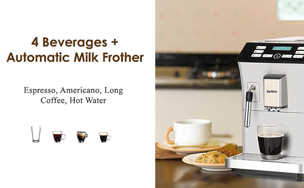 RIDFY Fully Automatic Espresso Machine with Grinder, One