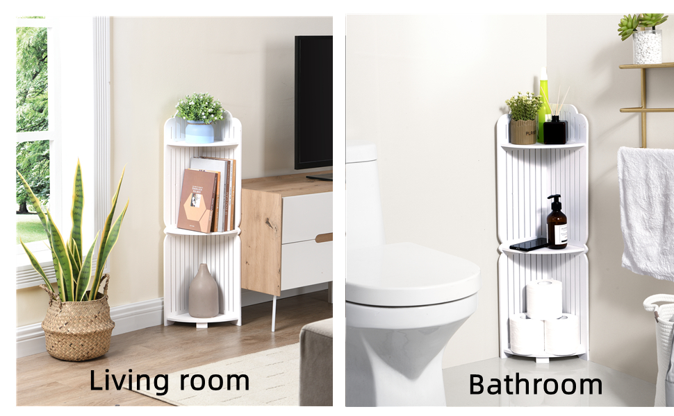 3 Tier Corner Shelves, Plastic Small Bathroom Corner