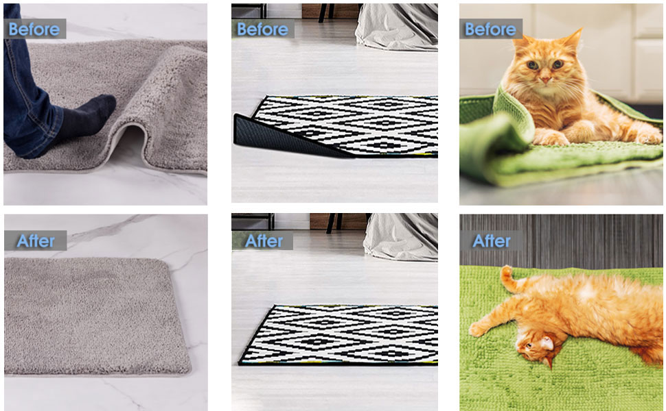 Rug Gripper,12pcs Non Slip Rug Pad, Double Sided Anti Curling Reusable