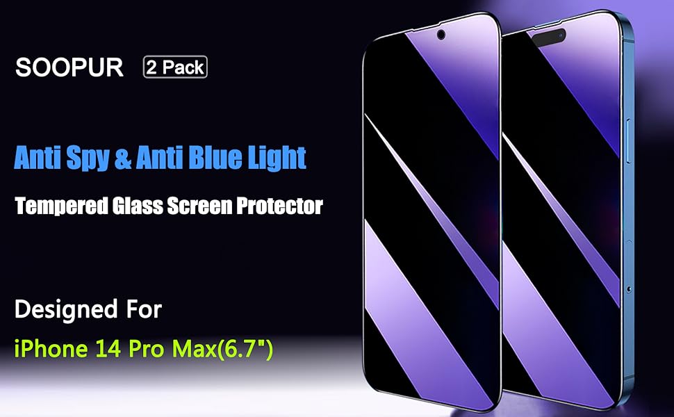 banner of Privacy & Anti-Blue Light Screen Protector for iPhone 14 Pro Max