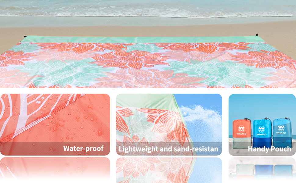 WIWIGO Beach Blanket Sandproof Extra Large Beach Mat Adults Waterproof Quick Drying
