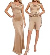 Popilush Shapewear Dress Womens Fishtail Long Dress Summer Maxi Dress Built-in Bra Slip Bodycon L...