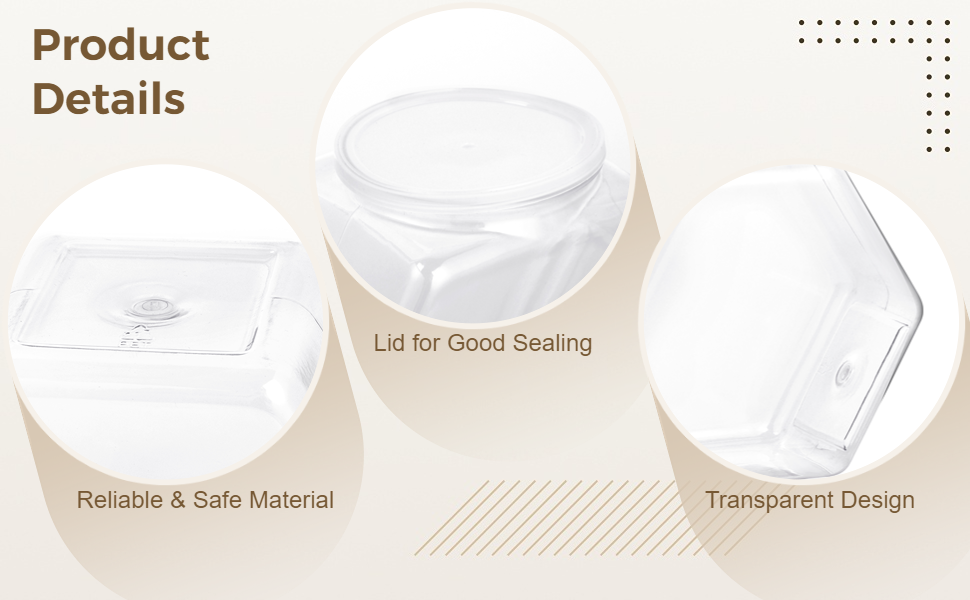 yeesport 4 PCS Plastic Hexagon Candy Jars, 72oz Plastic