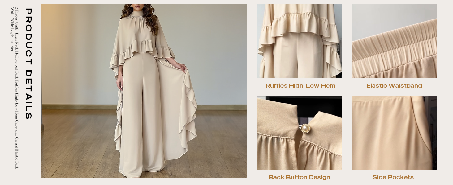 CHICME 2 Pieces Outfits for Women 2025 High-Low Ruffles