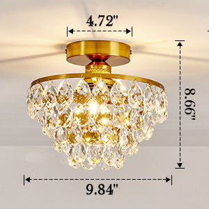 JW ✩.*˚ Amazon.com: YYJLX Crystal Semi Flush Mount Ceiling Light