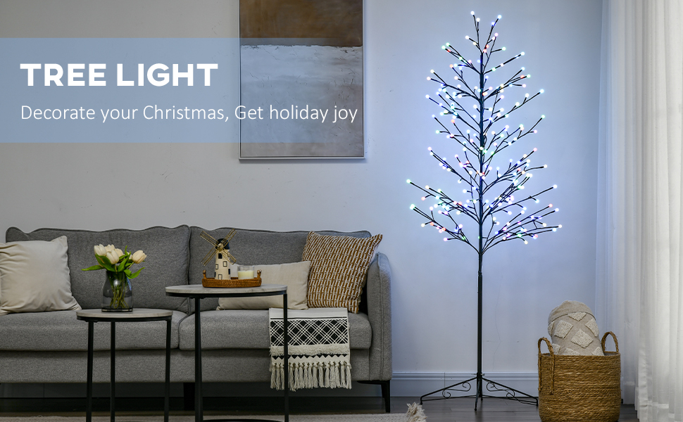 6ft Artificial Tree Light with 180 Colour LED Light for Home