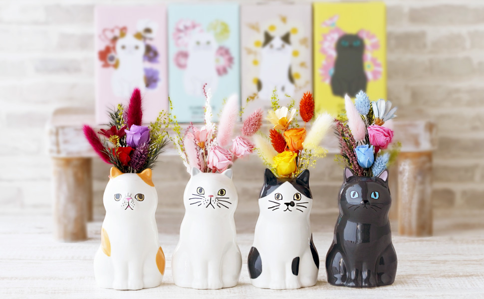 Amazon｜花まりか プリザーブドフラワー 誕生日プレゼント ネコ