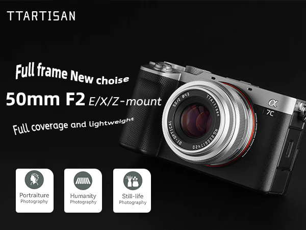 TTArtisan 50mm F2 Full Frame Camera Lens Large Aperture
