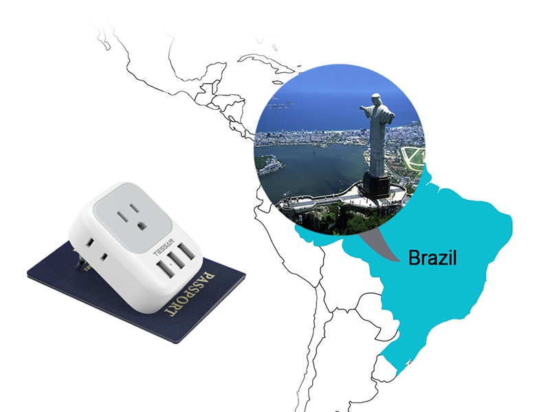 TESSAN Brazil Power Plug Adapter, US to Brazil Outlet