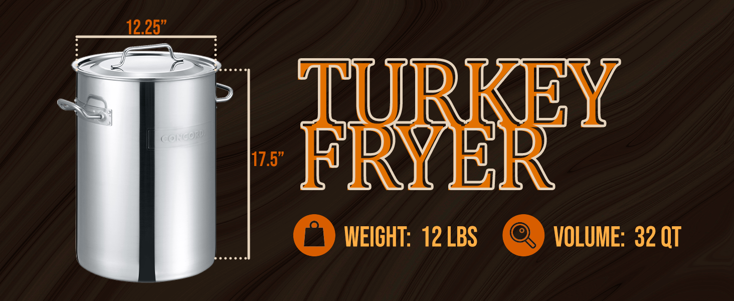 CONCORD Heavy Duty Stainless Steel Turkey Fryer Kit with