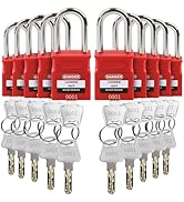 HiLKCO Lockout Tagout Locks - 10 Pack Red Locks, Keyed Alike Padlock OSHA Compliant Lock Out Tag ...