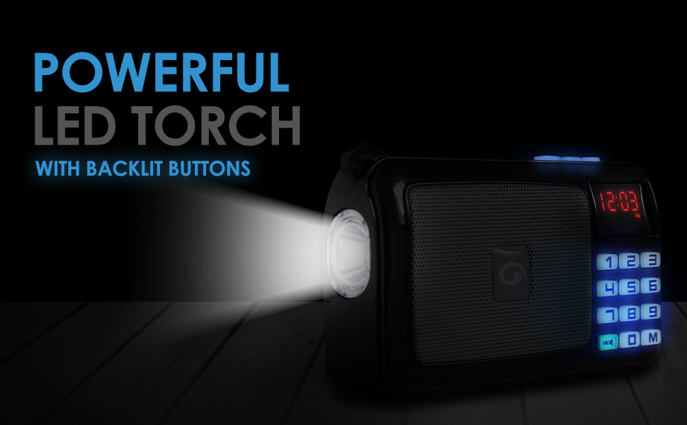 Amkette Pocket FM Radio Portable Multimedia Speaker with Powerful Torch