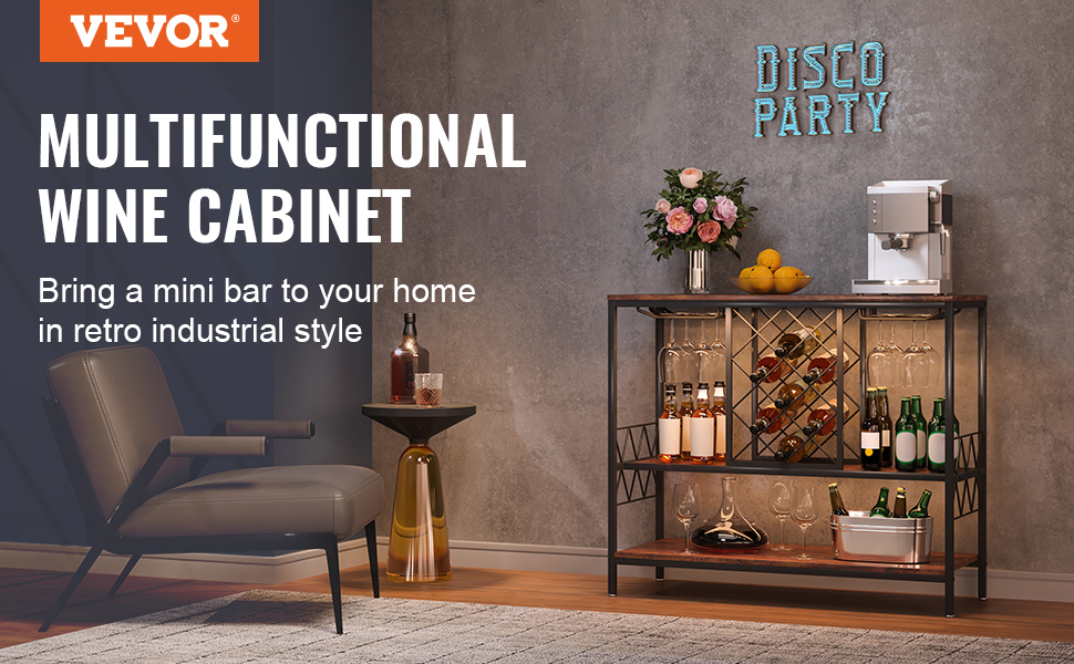 VEVOR 40 Inch Industrial Bar Wine Table for Liquor and Glasses