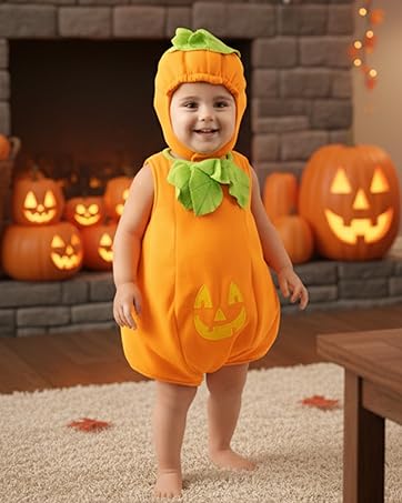 Series of Halloween-themed photos showing pumpkin decorations and jack-o'-lanterns with carved faces illuminated in dark setting.