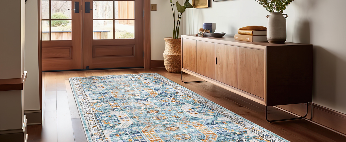 Madane Runner Rug 2x8, Washable Hallway Runner Rugs, Non