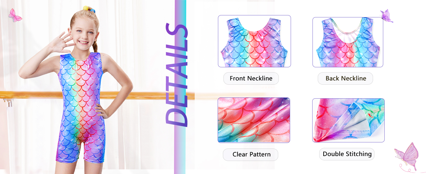XiaoMoSha Gymnastics Leotards for Girls Sleeveless Unitard Dance Outfit for Kids Gradient Color