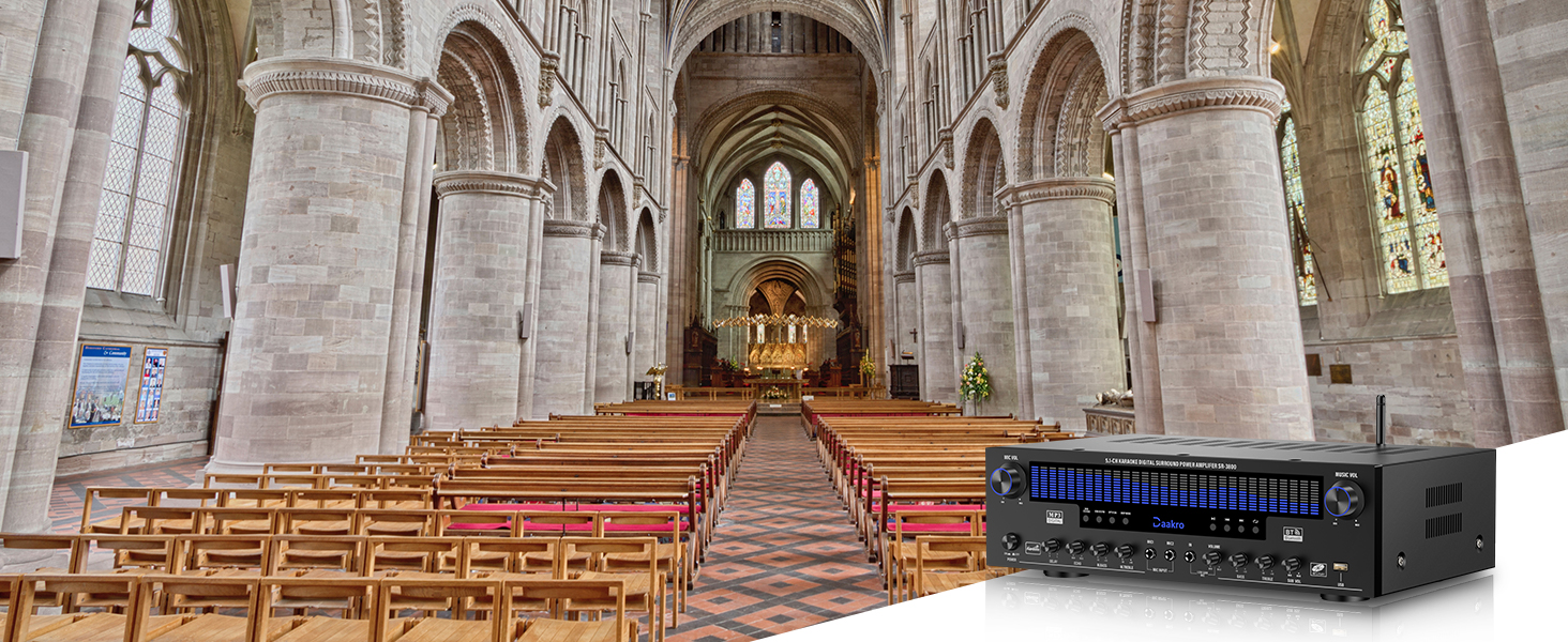 Stereo Receivers Home Audio Amplifier w/DSP Display,300W Rated Power 5.1 Channel Bluetooth Receiver