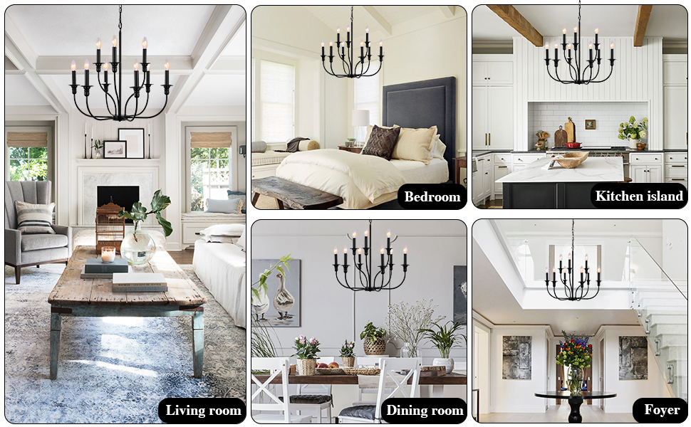 9-Light Black Chandelier