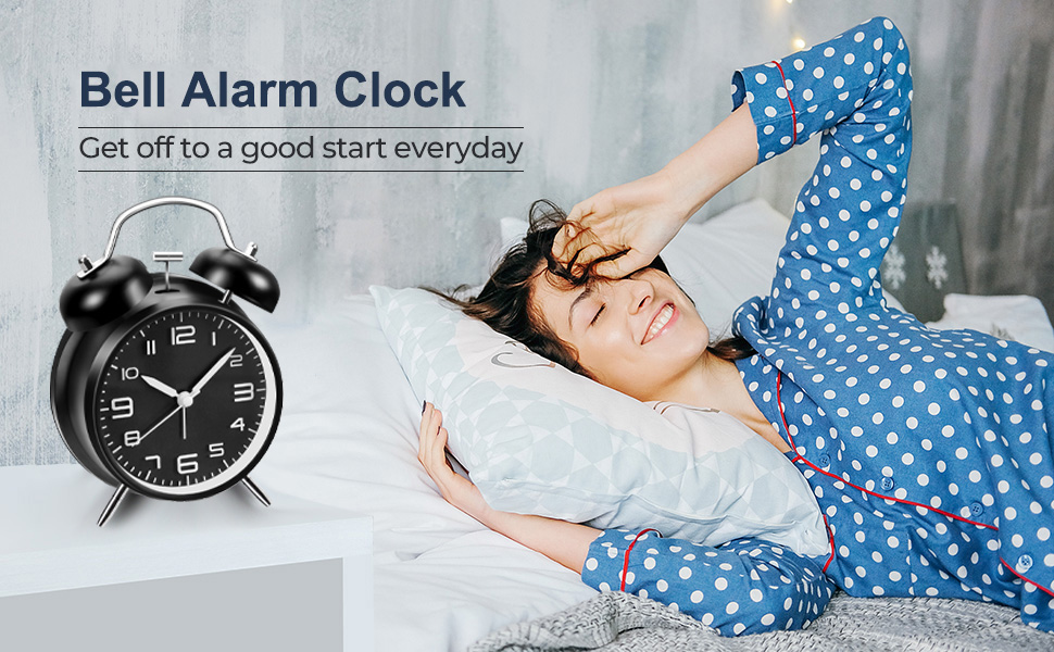 Azyh Loud Alarm Clock for Heavy Sleeper, 4 Inches Twin Bell Battery