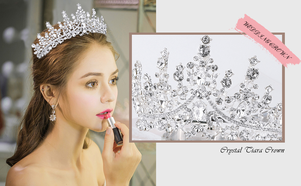 TOBATOBA Silver Tiaras for Women Crystal Wedding Tiara for