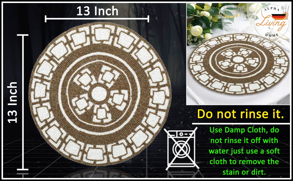 Handmade Rectangle Beaded Placemat for Dining Table 13