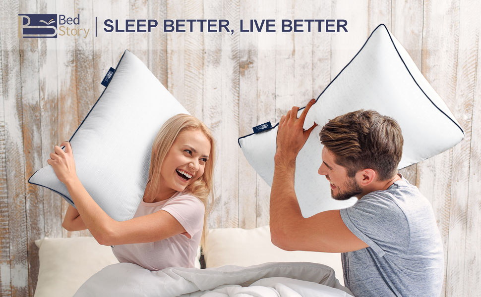 BedStory Pillows 2 Pack, Bed Pillows for Neck Pain, Hypoallergenic