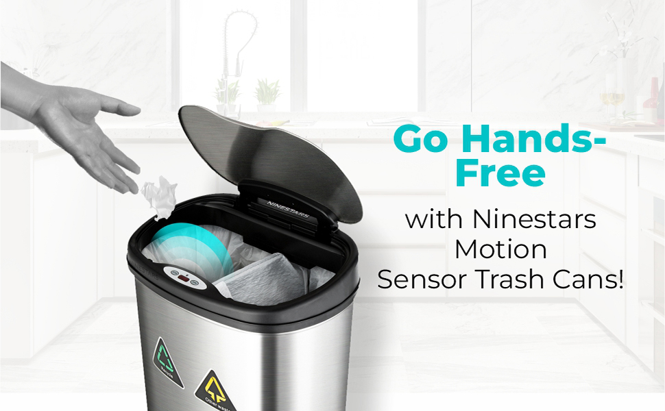 Ninestars DZT5013R Touchless Stylish Motion Sensor Dustbin with Lid