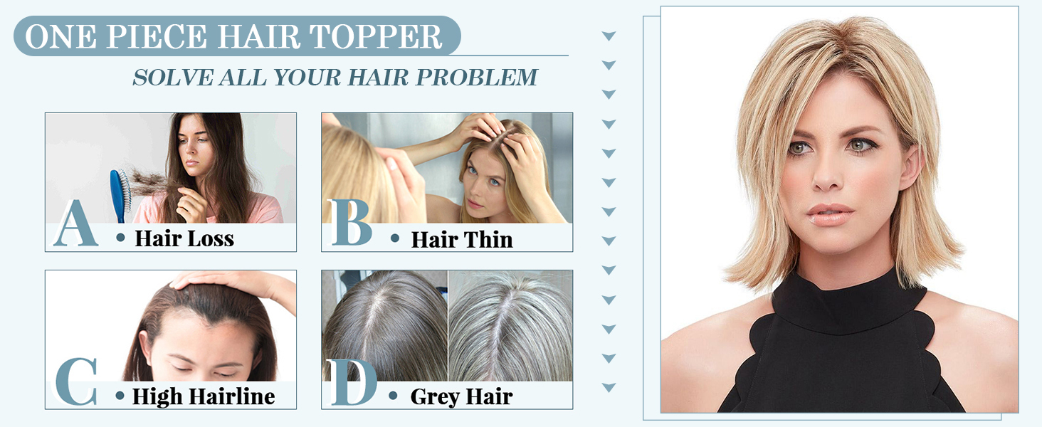 Hair Toppers for Thinning Hair Women Real human hair Clip in Hair Topper Silk Base 100 Remy