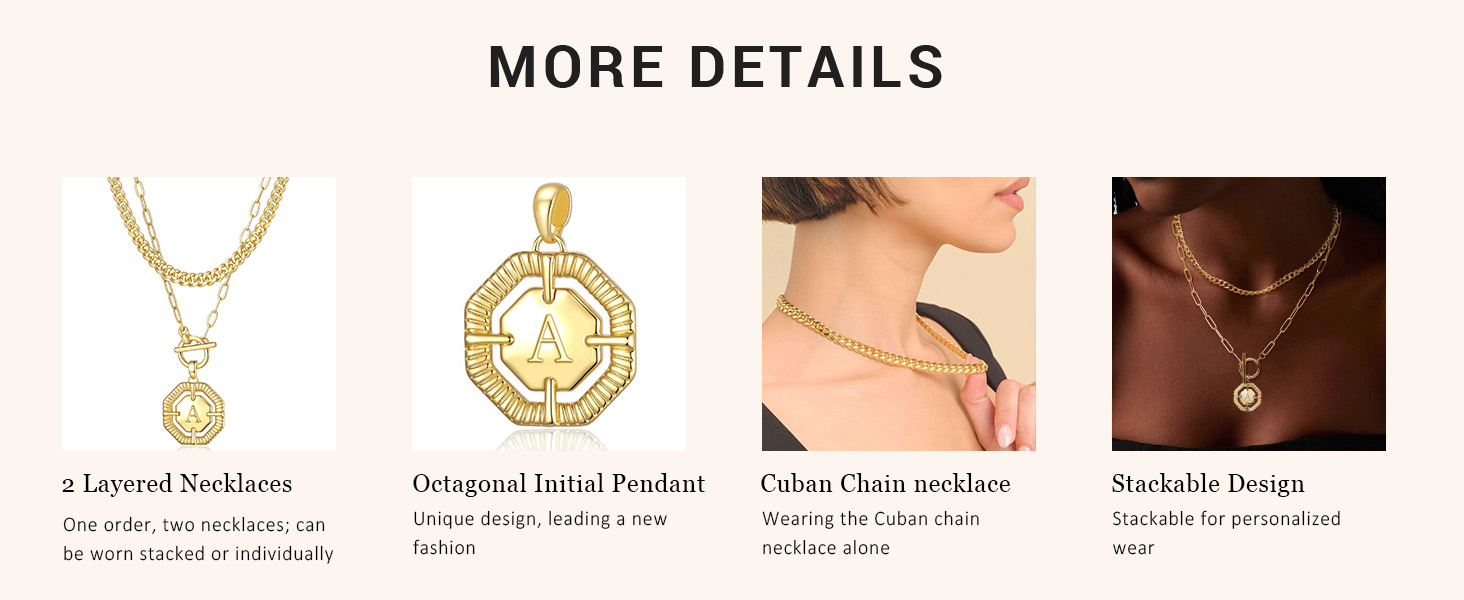 2 Layered initial necklace for women