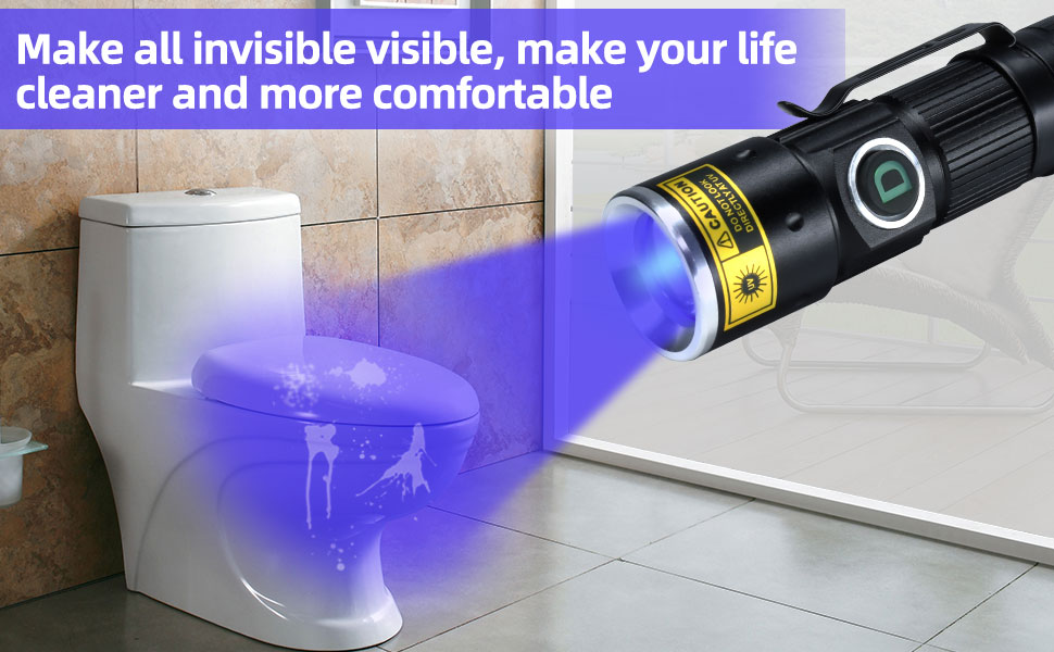 DARKDAWN UV 365nm Black Light Flashlights USB Rechargeable, Wood's Lamp