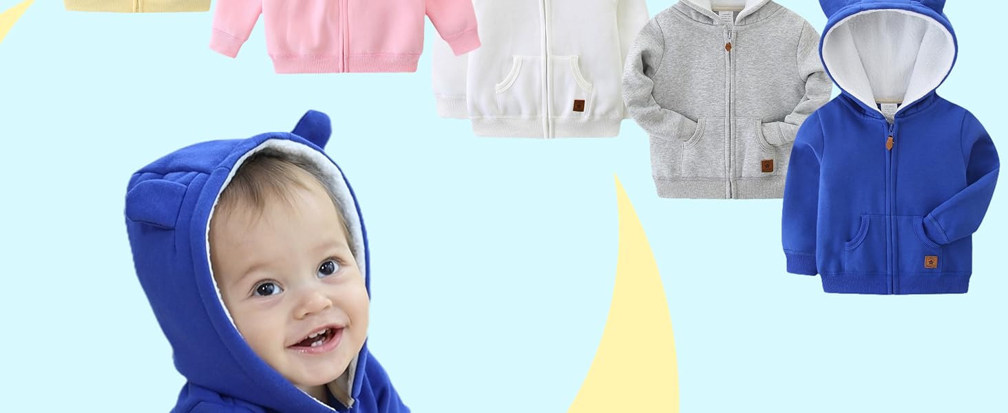 12 Month Boy Clothes Full Zip Hoodie Sweatshirt Cotton Hooded Jackets Coat Casual Fall Tops
