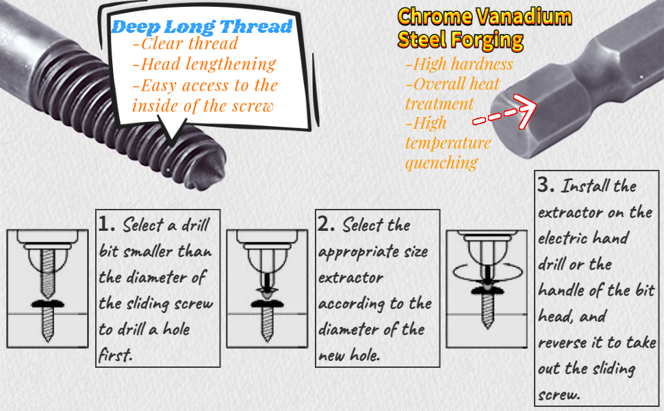 6 Headless Screw Extractor, Broken Bolt Stripping Stud Removal Tool