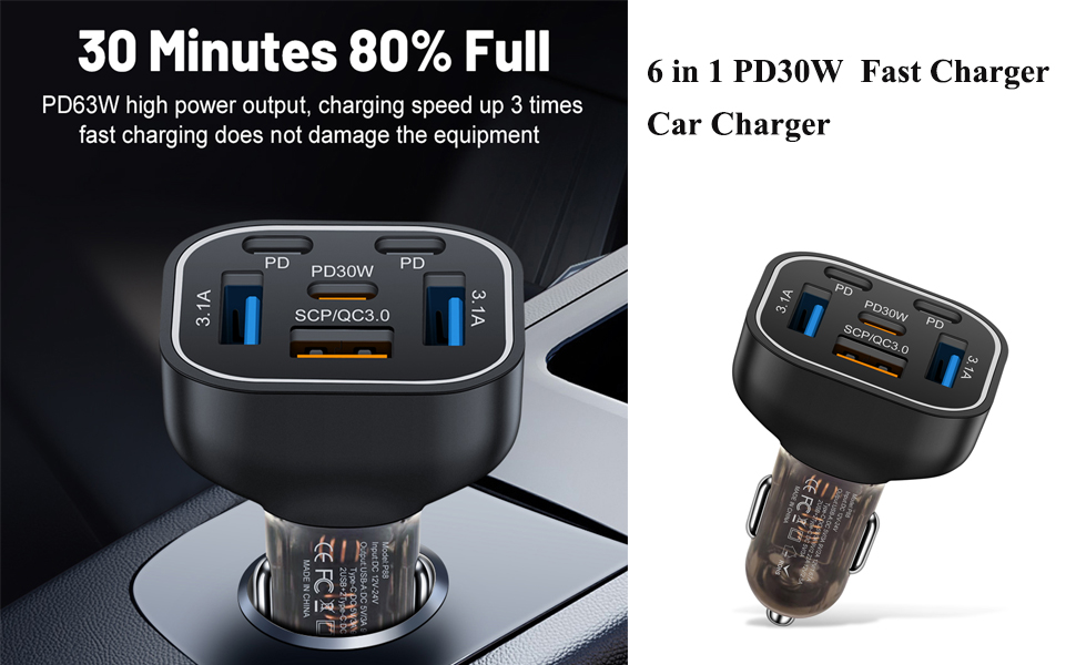 6 port car charger