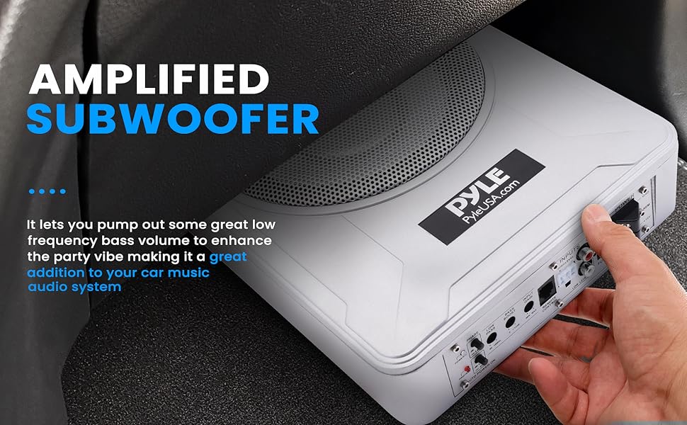 PYLE 8Inch LowProfile Amplified Subwoofer System 600 Watt Compact