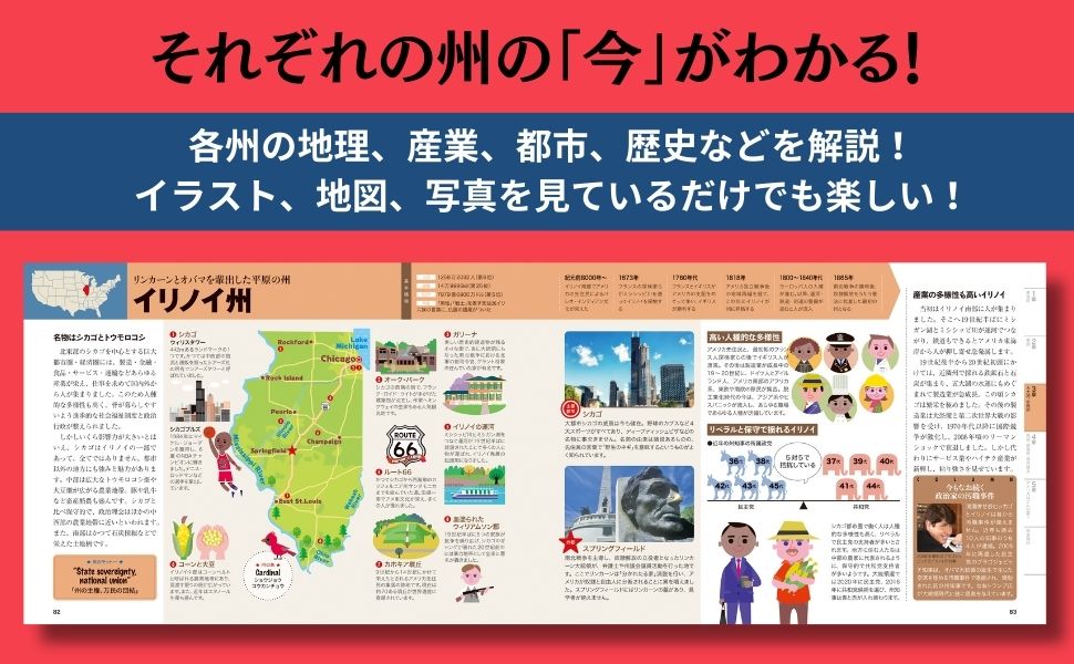イラストでサクッと理解今が見えてくるアメリカ合衆国50州図鑑