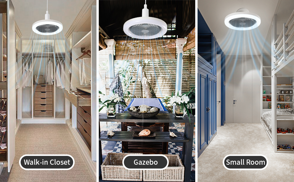 Socket Fan Light 10", Socket Fan Ceiling Fan With Light 2,400 Lumen