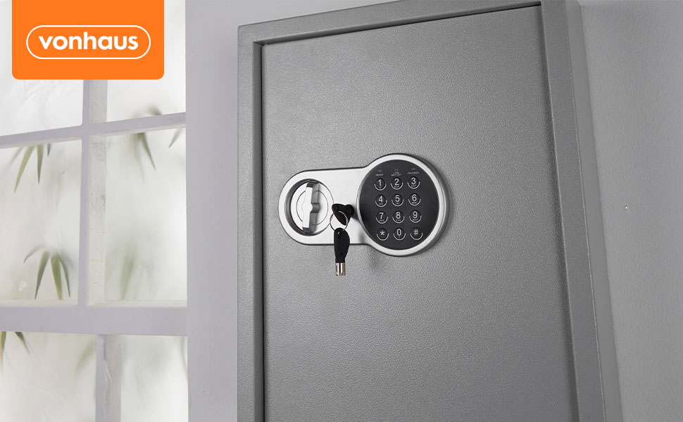VonHaus Key Safe Wall Mounted Digital Key with Solenoid Lock and 71 Key Capacity
