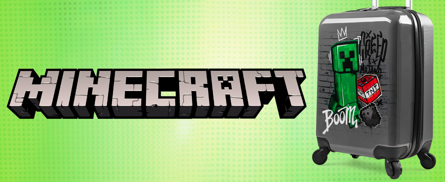 Minecraft Valigia Bagaglio A Mano Trolley Bambino 4 Ruote Valigia per