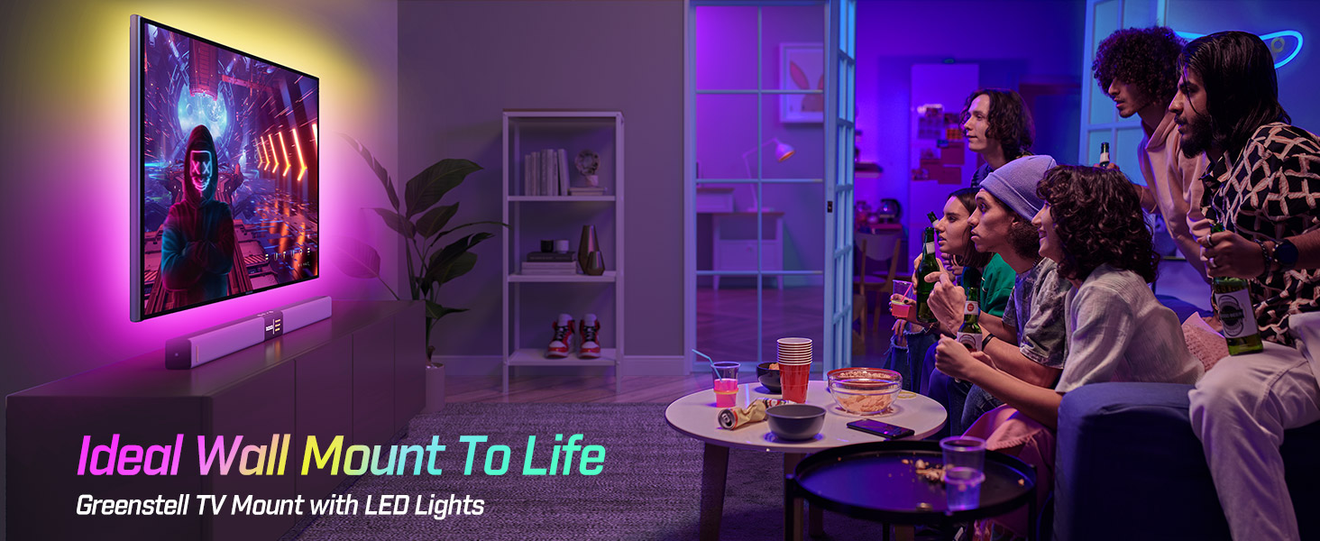 Greenstell TV Wall Mount with LED Backlights, Tilt TV Mount for 37"75" Flat/Curved TVs, Low