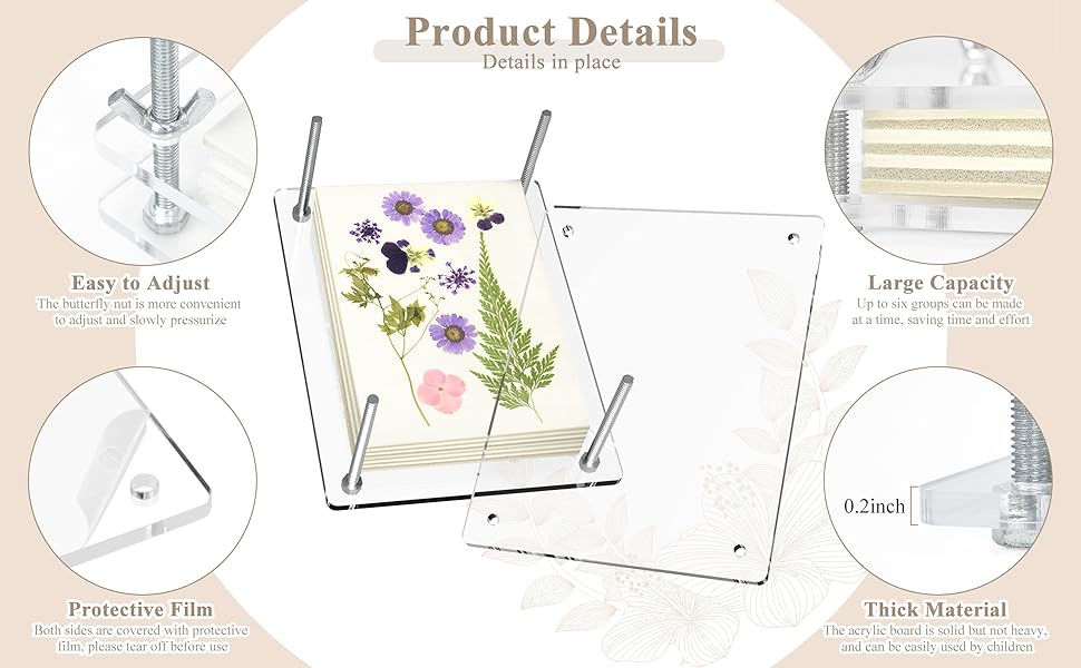 KALYLOC 6 Layers Flower Press Kit, Acrylic Flower Leaf