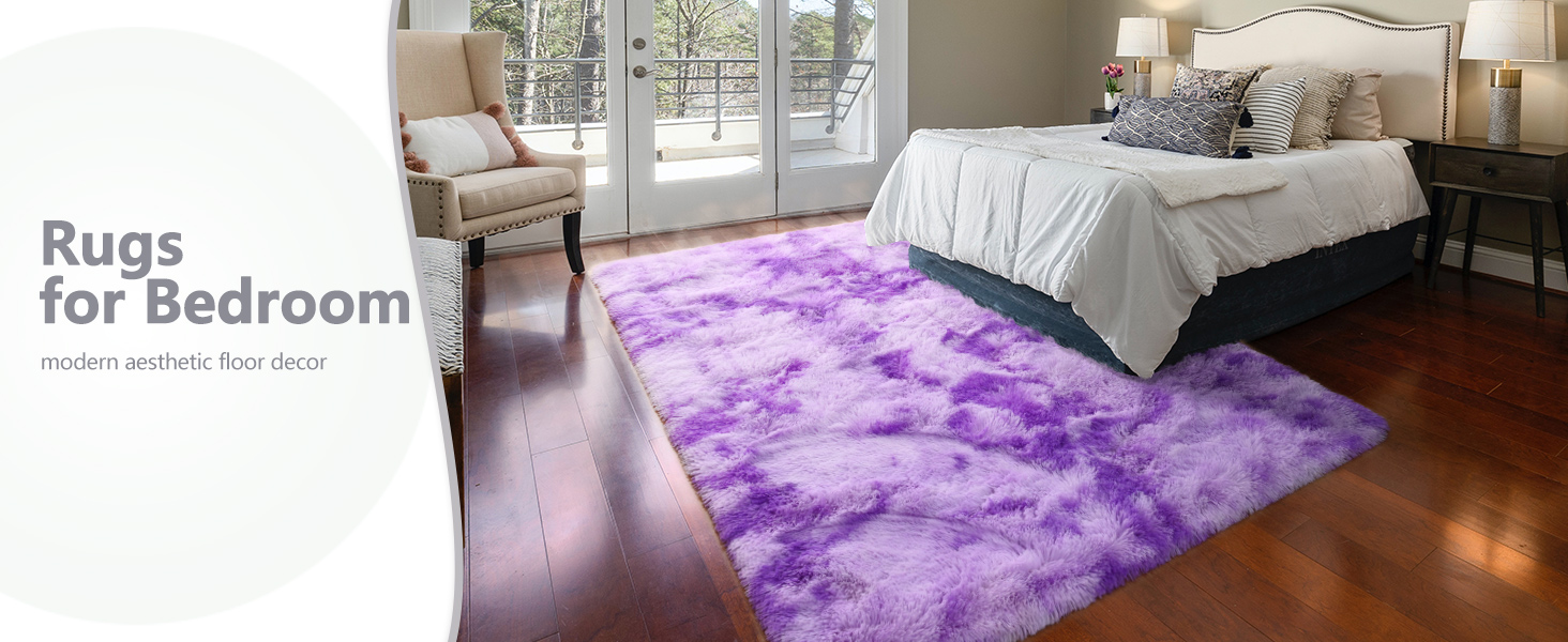 QXKAKA Fluffy Carpet for Bedroom, 4x6 Rug Soft Indoor Large Shag Area Rug, Washable