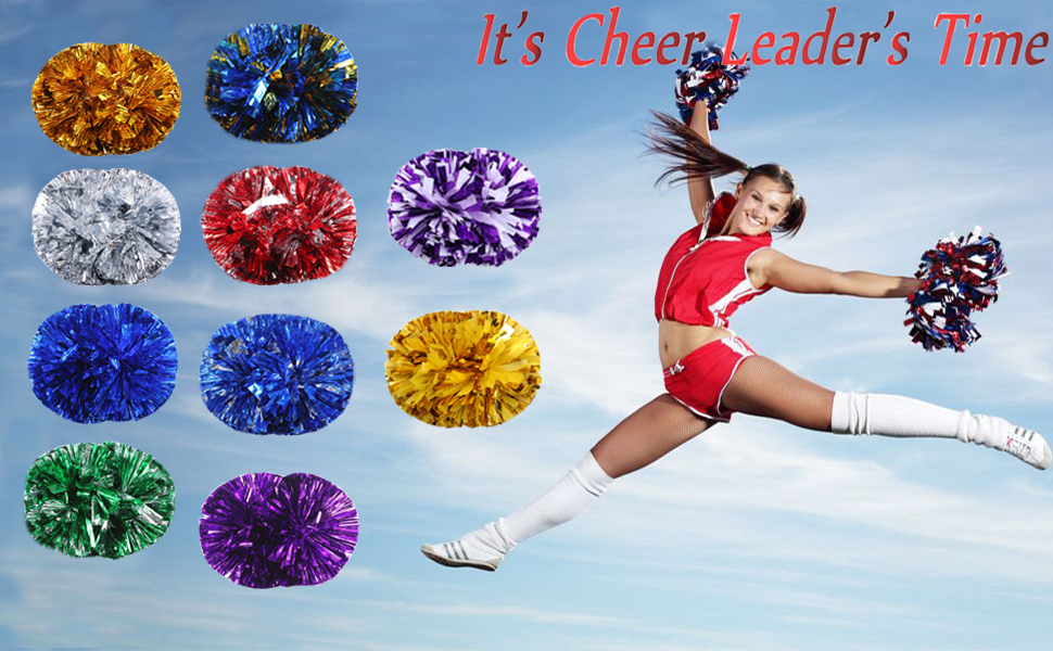 4 Pcs Cheerleading Pom Poms Metallic Cheerleader Pom Poms