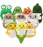 10 Pcs Funny Positive Doll, Emotional Support Vegetables & Fruits Knitted Dolls with Positive Wor...